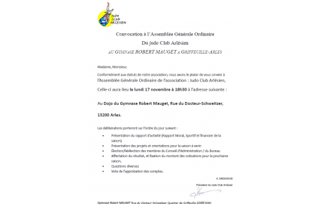 Assemblée Générale Ordinaire du J.C.Arlesien